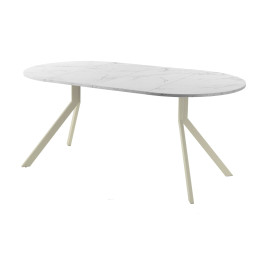 Обеденный стол AMC Elite (серии SLIM) / E18(900) D1 (бежевый/Мрамор Кристалл)