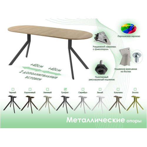 Обеденный стол AMC Elite (серии SLIM) / E18(1200) D3 (графит/Дуб Небраска Натуральный)