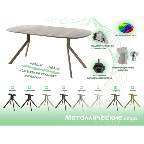 Обеденный стол AMC Elite (серии SLIM) / E18(900) D7 (капучино/Дуб Уайт-Ривер песочно-бежевый)
