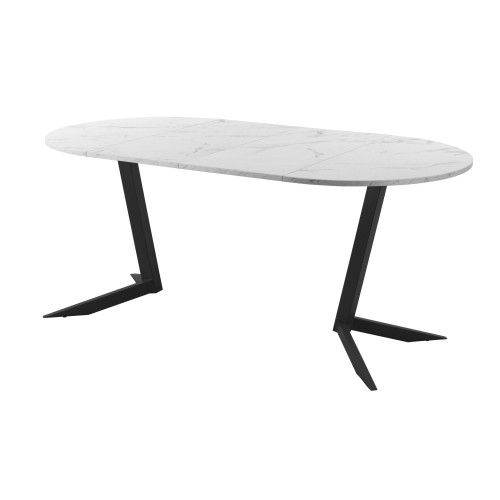 Обеденный стол AMC Elite (серии SLIM) / E19(900) D1 (черный/Мрамор Кристалл)