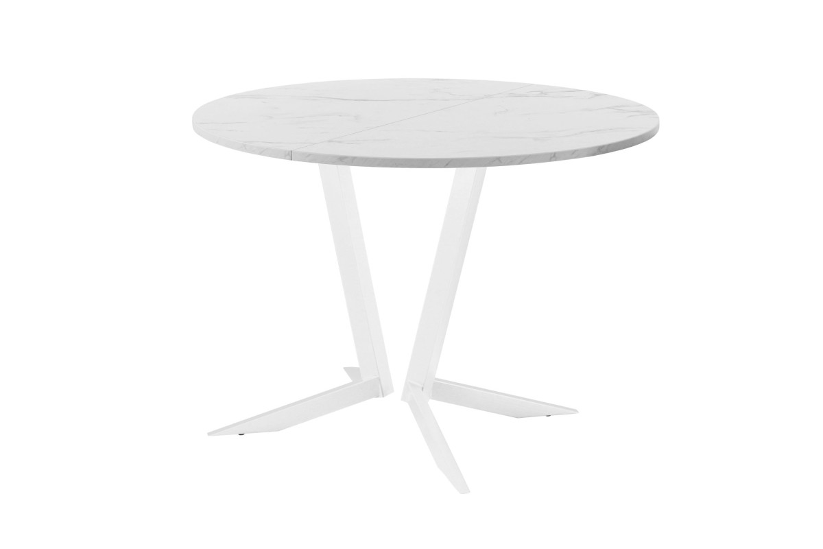 Обеденный стол AMC Elite (серии SLIM) / E19(800) D1 (белый/Мрамор Кристалл)