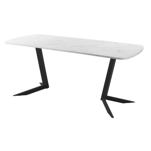 Обеденный стол AMC Elite (серии SLIM) / E19(1100) D2 (черный/Мрамор Кристалл)
