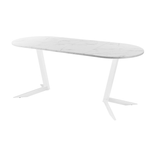 Обеденный стол AMC Elite (серии SLIM) / E19(1200) D3 (белый/Мрамор Кристалл)