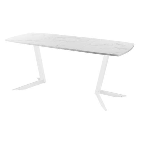 Обеденный стол AMC Elite (серии SLIM) / E19(1100) D6 (белый/Мрамор Кристалл)