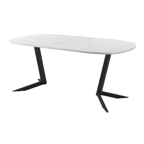 Обеденный стол AMC Elite (серии SLIM) / E19(900) D7 (черный/Мрамор Кристалл)