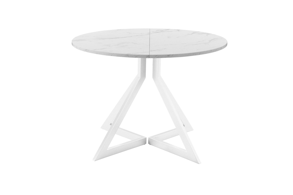 Обеденный стол AMC Elite (серии SLIM) / E20(800) D1 (белый/Мрамор Кристалл)