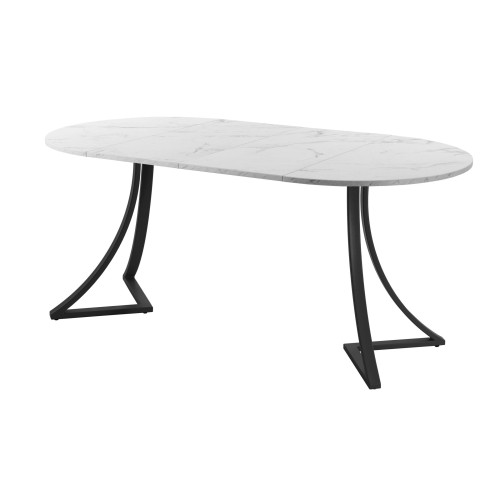 Обеденный стол AMC Elite (серии SLIM) / E24(900) D1 (черный/Мрамор Кристалл)