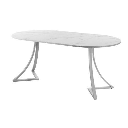 Обеденный стол AMC Elite (серии SLIM) / E24(800) D1 (серебро/Мрамор Кристалл)