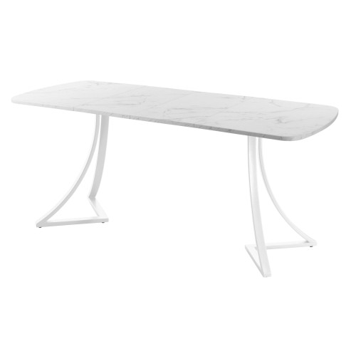 Обеденный стол AMC Elite (серии SLIM) / E24(1200) D2 (белый/Мрамор Кристалл)