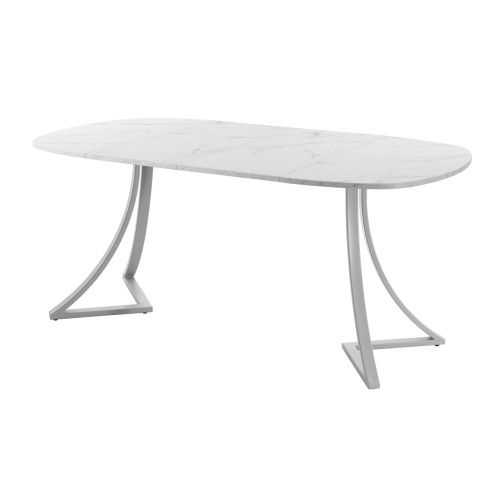 Обеденный стол AMC Elite (серии SLIM) / E24(800) D7 (серебро/Мрамор Кристалл)